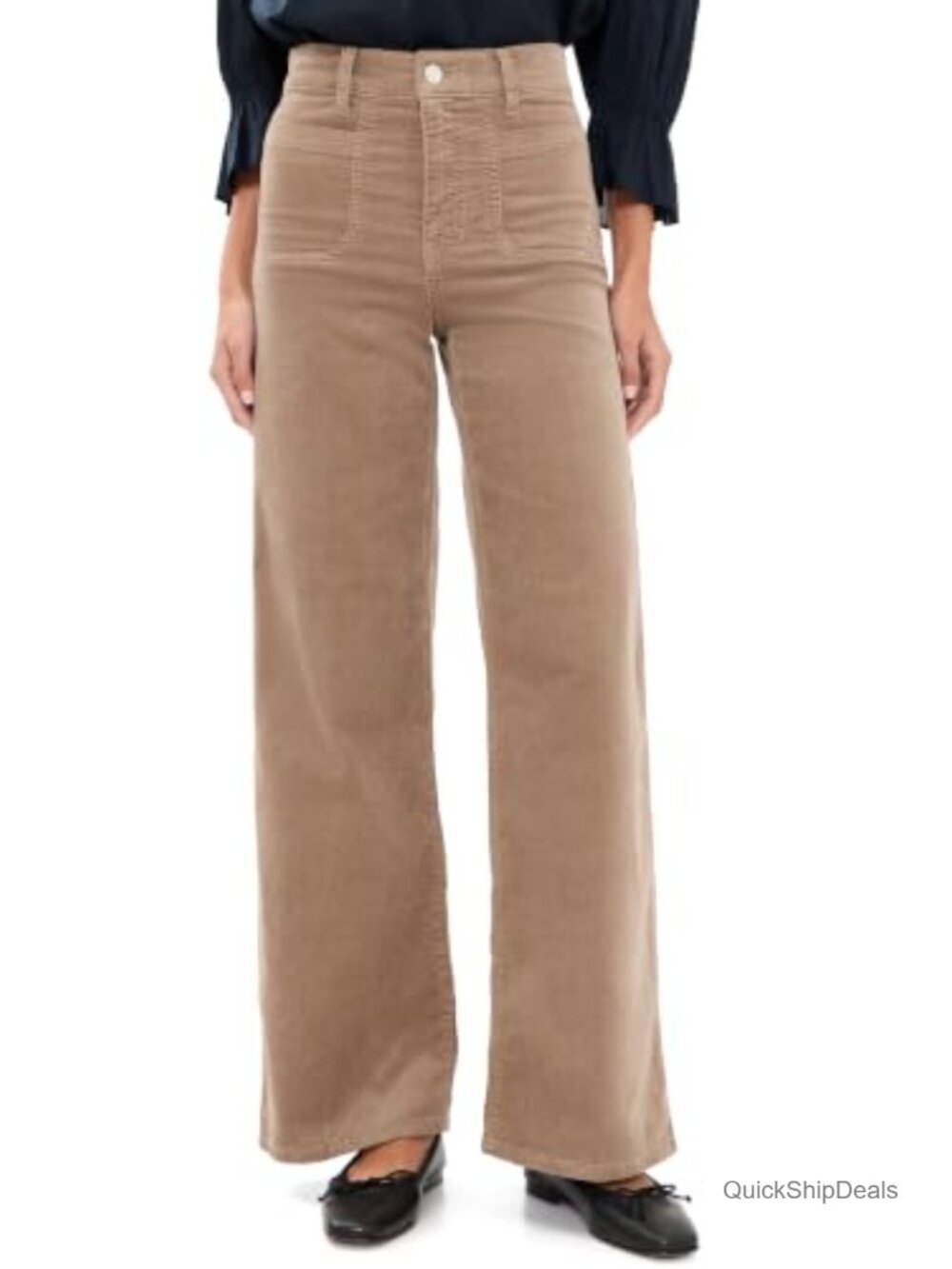 Mid-Weight Stretch Corduroy Slim Palazzo Pants Wear to Work